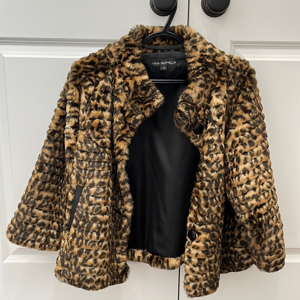 Faux Fur Via Spiga 3/4 Sleeve “Andrea” Coat